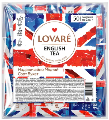Чай черный Lovare English tea 100 г (50 шт. х 2 г)